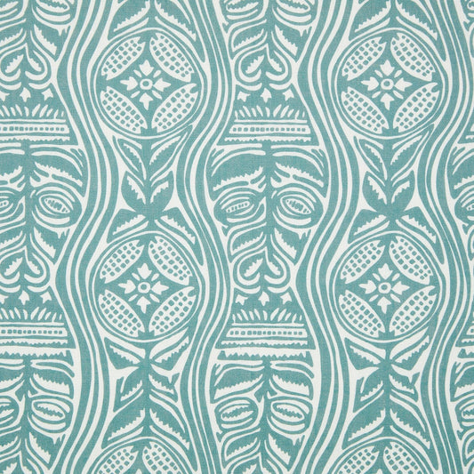 Sample - Paper-Backed Dacha Dual Use Printed Linen Wallcovering in Teal/Oyster