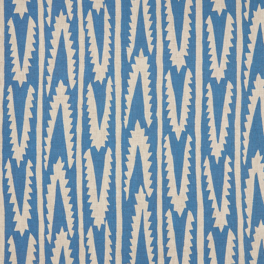 Sample - Shashka Dual Use Printed Linen Cornflower Blue
