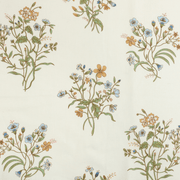 Paper-Backed Flax & Field Flowers Printed Linen Wallcovering Multi/Pale Oyster