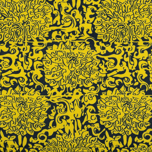 Sample - Chrysanthemum Dual Use Archive Print in Chinese Yellow & Prussian Blue