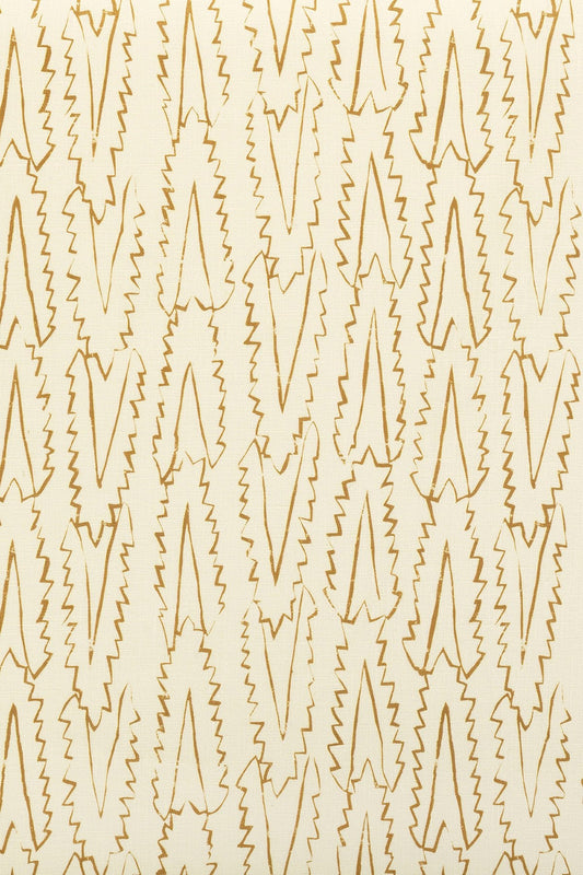 Sample – Dual Use Printed Linen Serrata Oyster/Old Gold