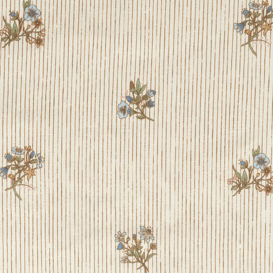 Sample – Flax & Field Posy Pinstripe Dual Use Printed Linen Multi/Oyster