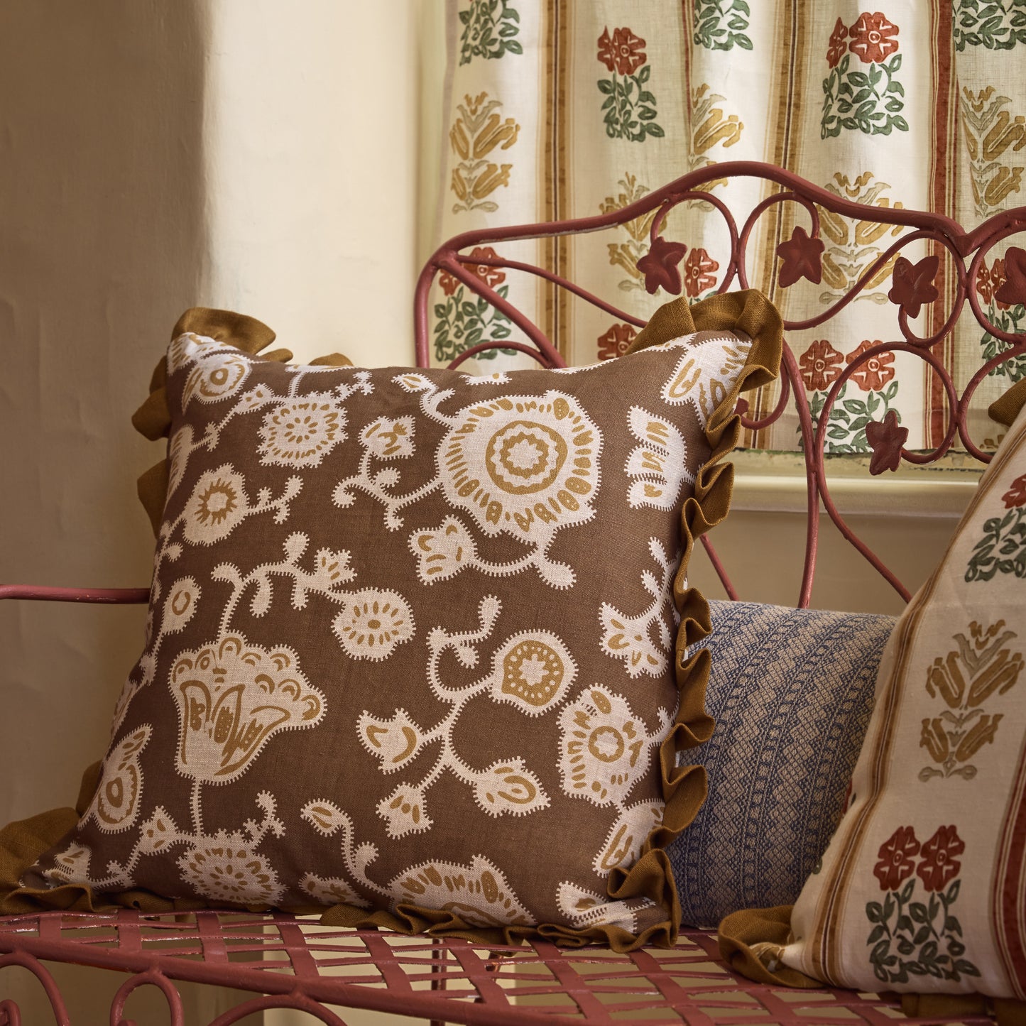 Persian Poppy Dual Use Printed Linen Bronze/Natural