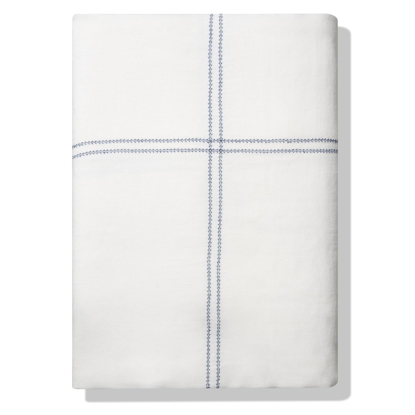 Elizaveta Duvet Cover in Prussian Blue Hemstitch
