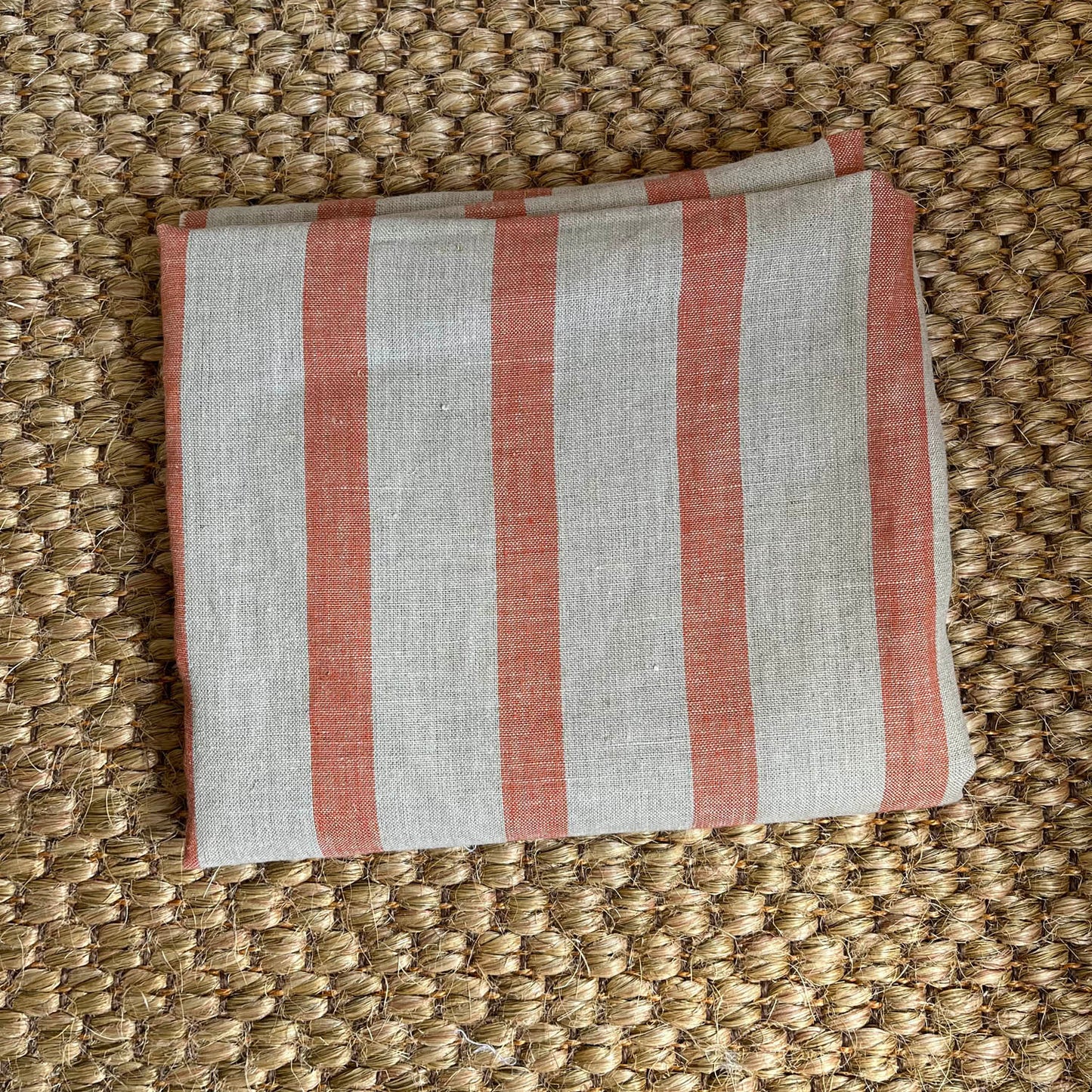 Prop Fabric Off Cut - Bold Stripe Linen Terracotta, 1.1m x 1.8m