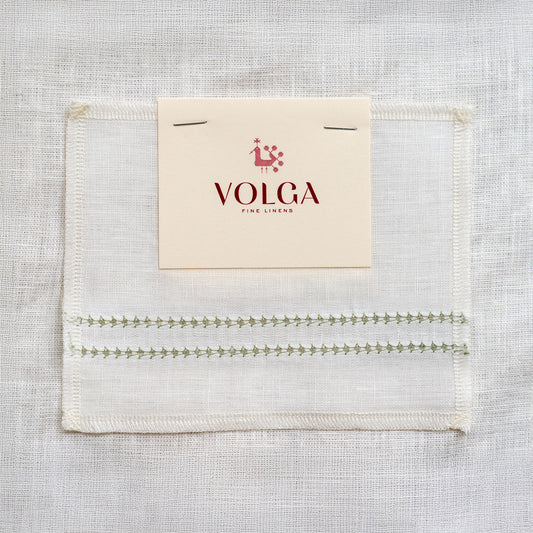 Sample - Botanical Green Hemstitch