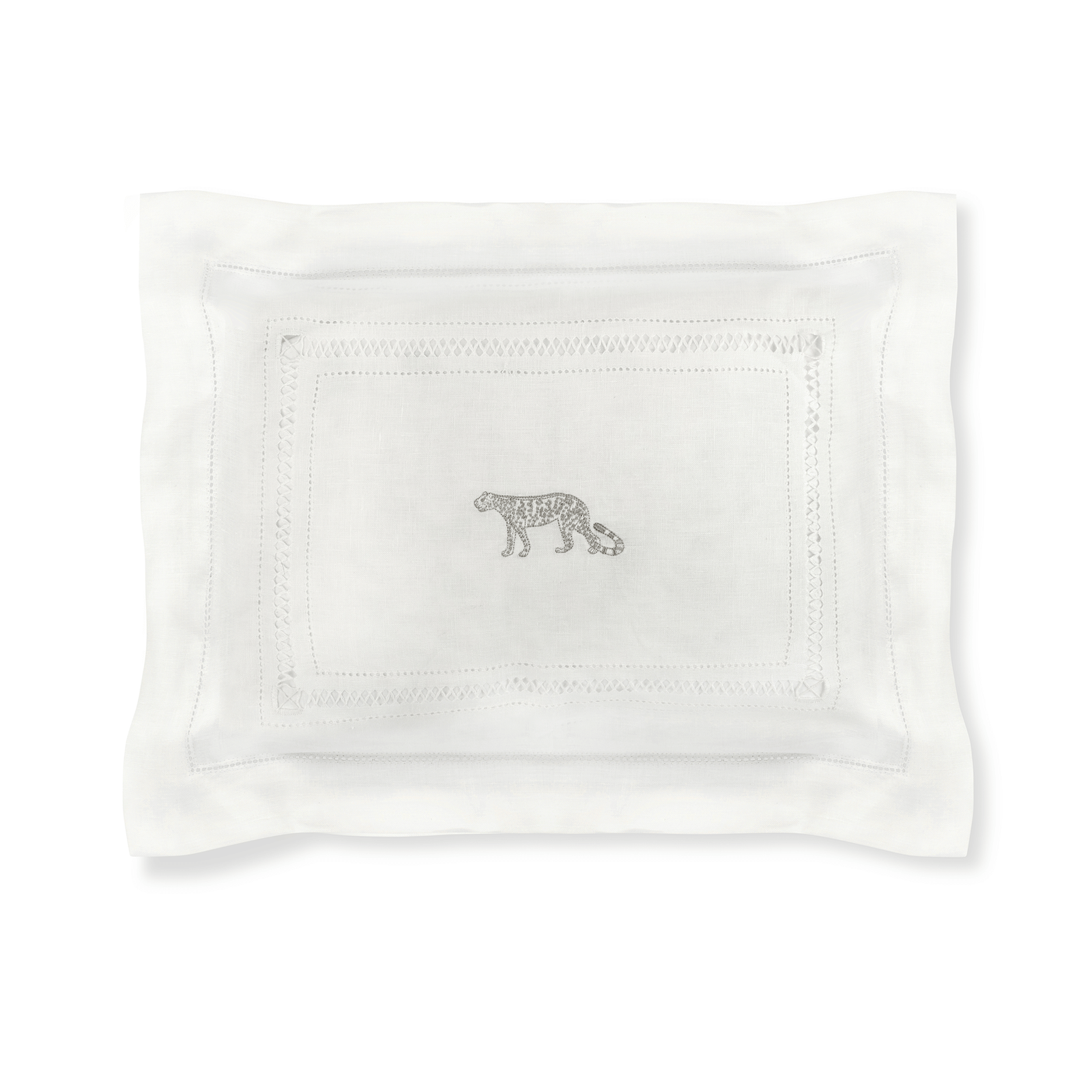 Boudoir Pillow with Diamond Stitch and Leopard Embroidery