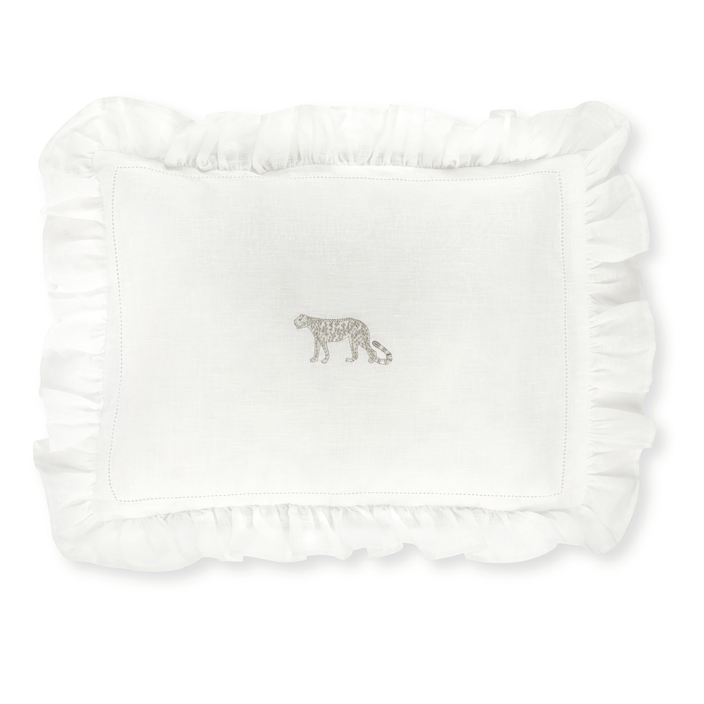 Boudoir Pillow with Frill and Leopard Embroidery