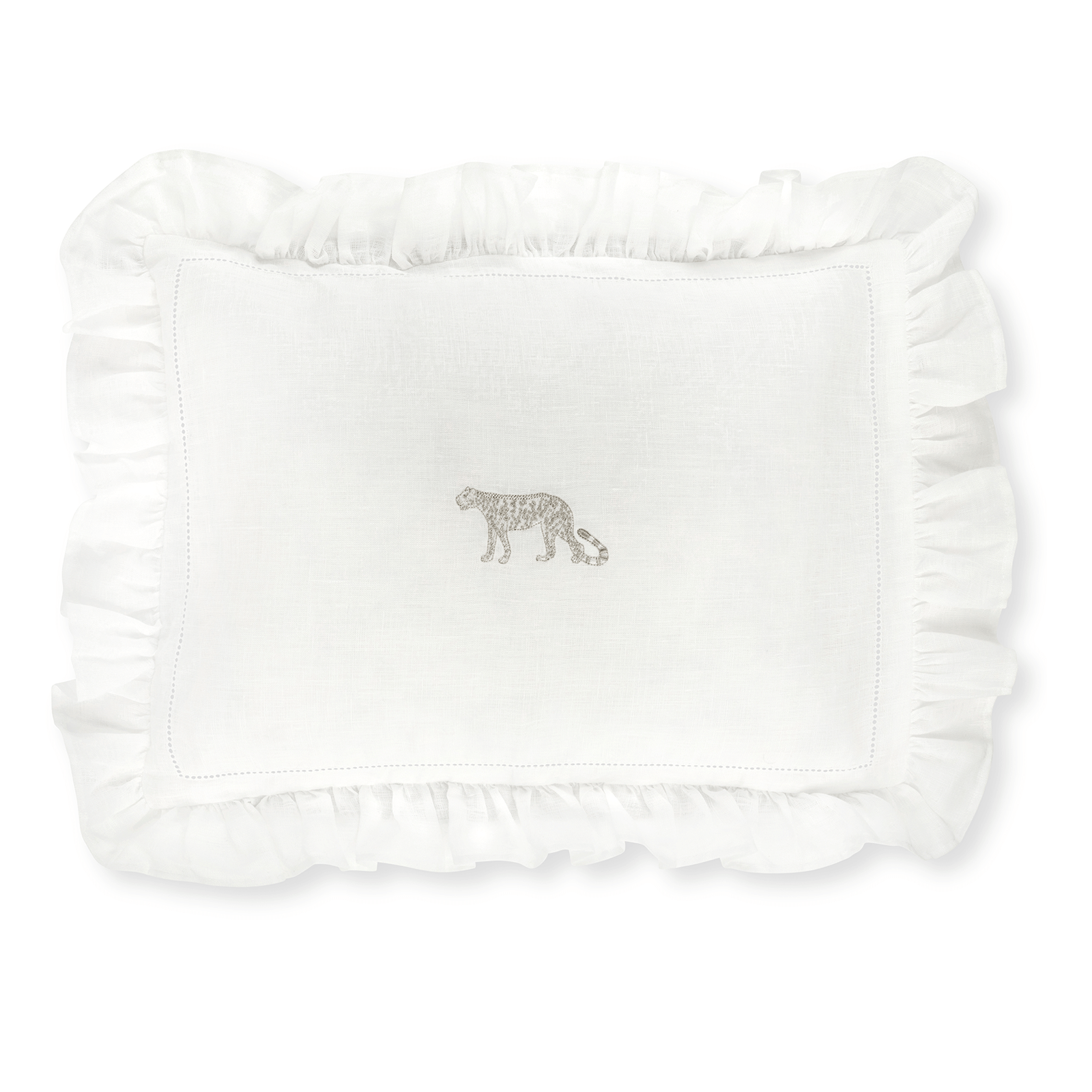 Boudoir Pillow with Frill and Leopard Embroidery