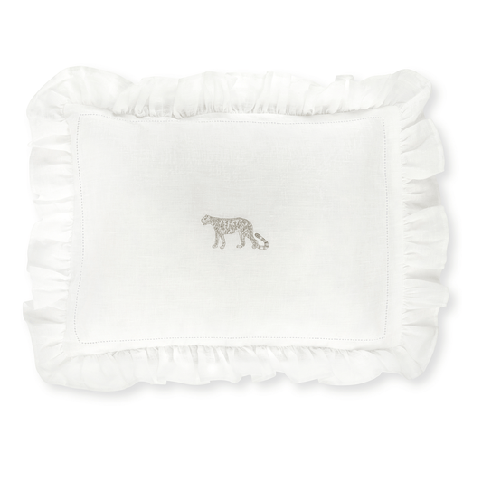 Boudoir Pillow with Frill and Leopard Embroidery