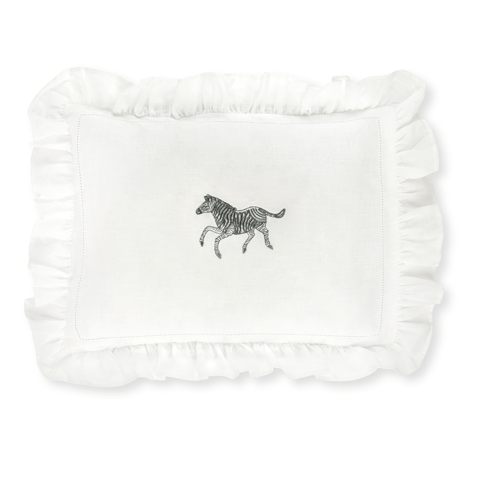 Boudoir Pillow with Frill and Zebra Embroidery