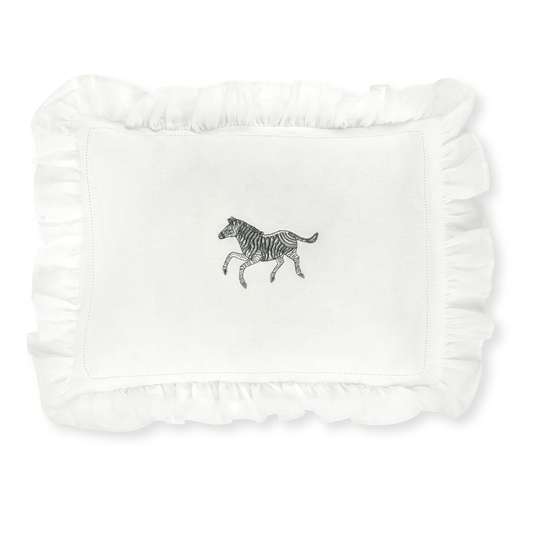 Boudoir Pillow with Frill and Zebra Embroidery