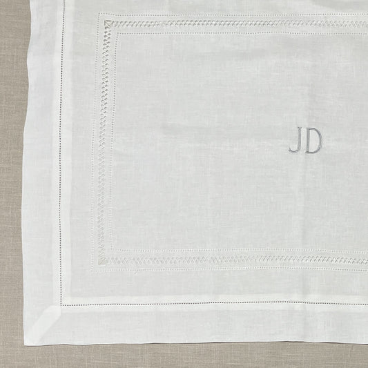 Standard Diamond Stitch Pillowcase in Ivory White with Parma Grey 'JD' Embroidery