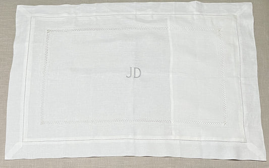 Standard Diamond Stitch Pillowcase in Ivory White with Parma Grey 'JD' Embroidery