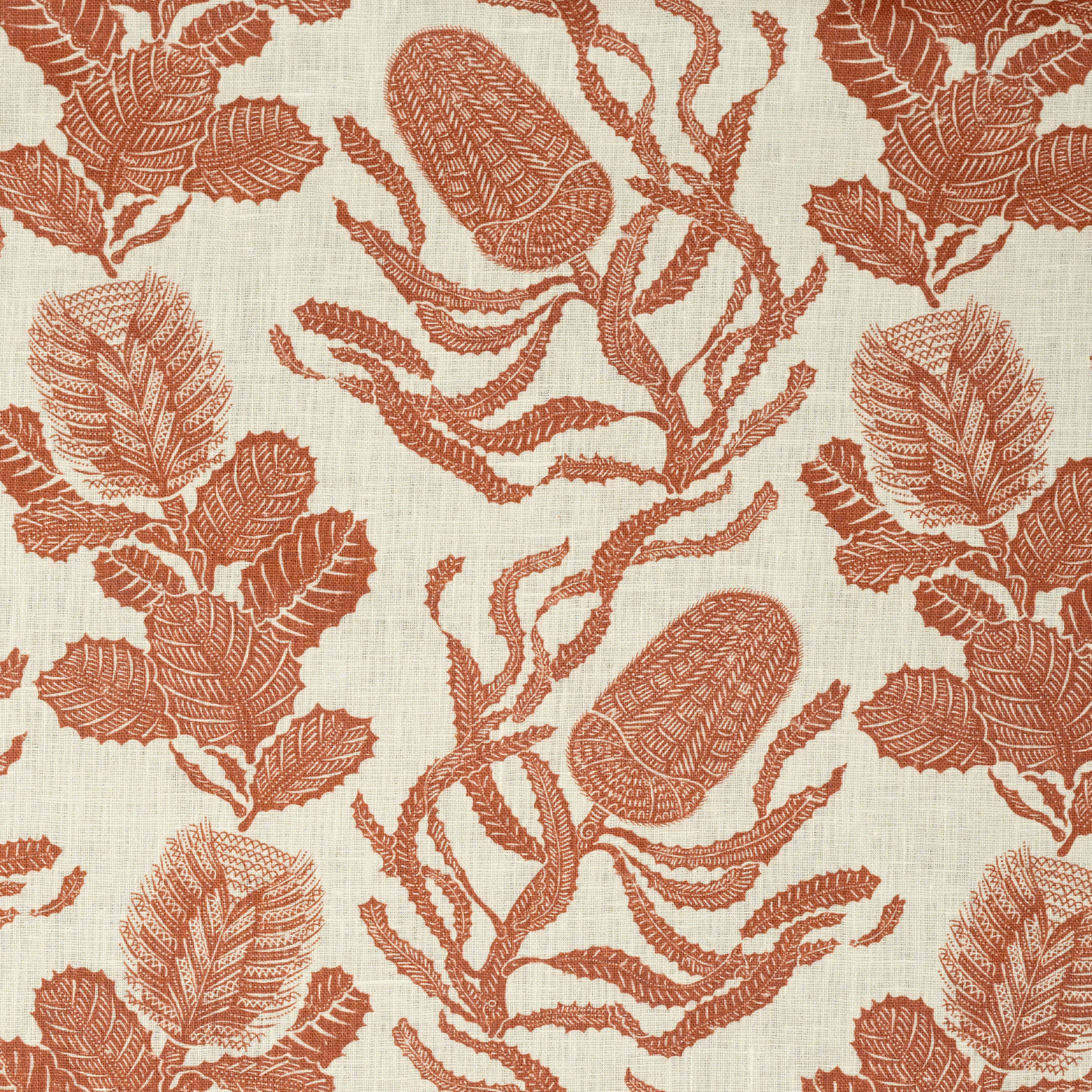 Cape Botanical Dual Use Printed Linen Terracotta/Oyster
