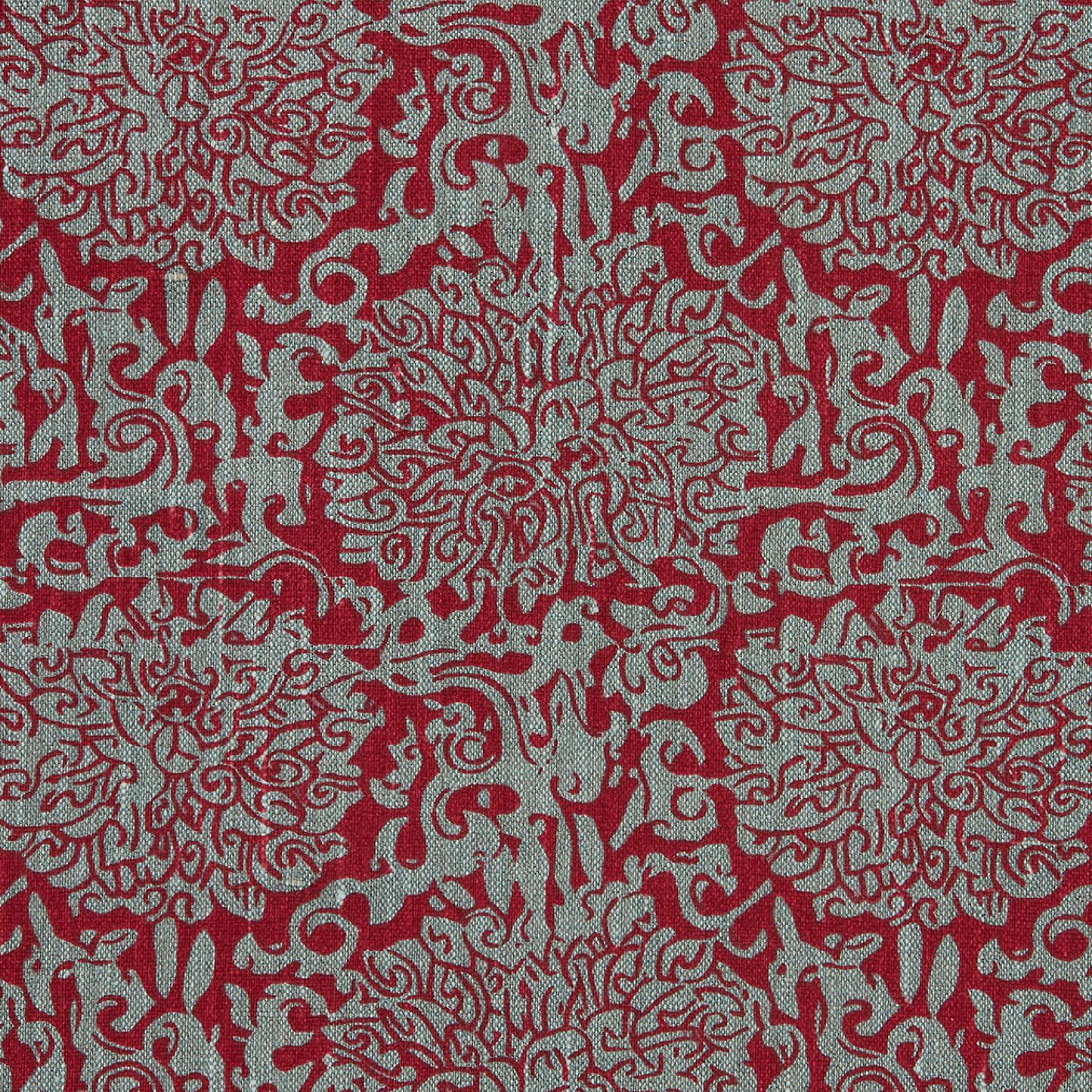 Sample - Chrysanthemum Dual Use Archive Print in Volga Red & Teal