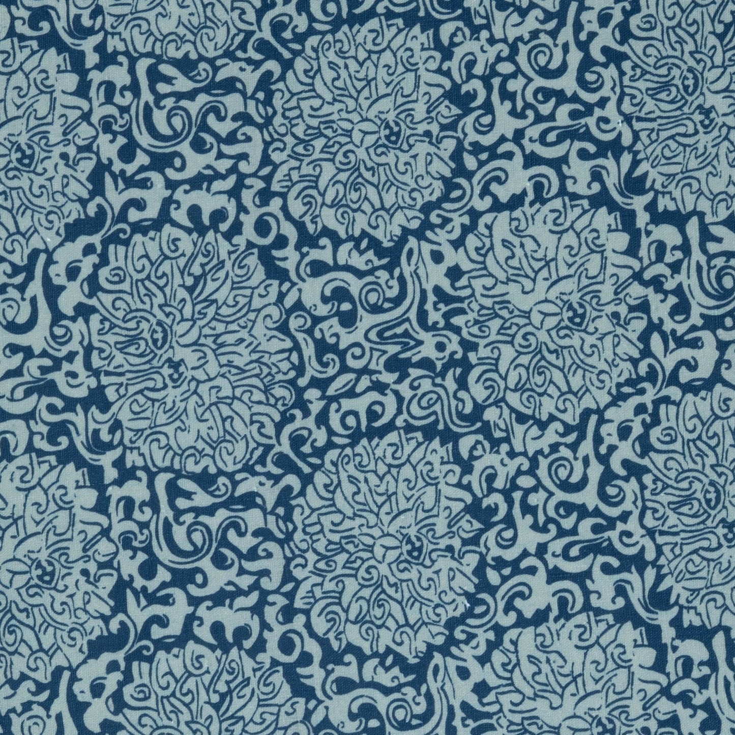 Sample - VOLGA X FRITZ PORTER Chrysanthemum Archive Revival Dual Use Printed Linen Celadon/Prussian Blue