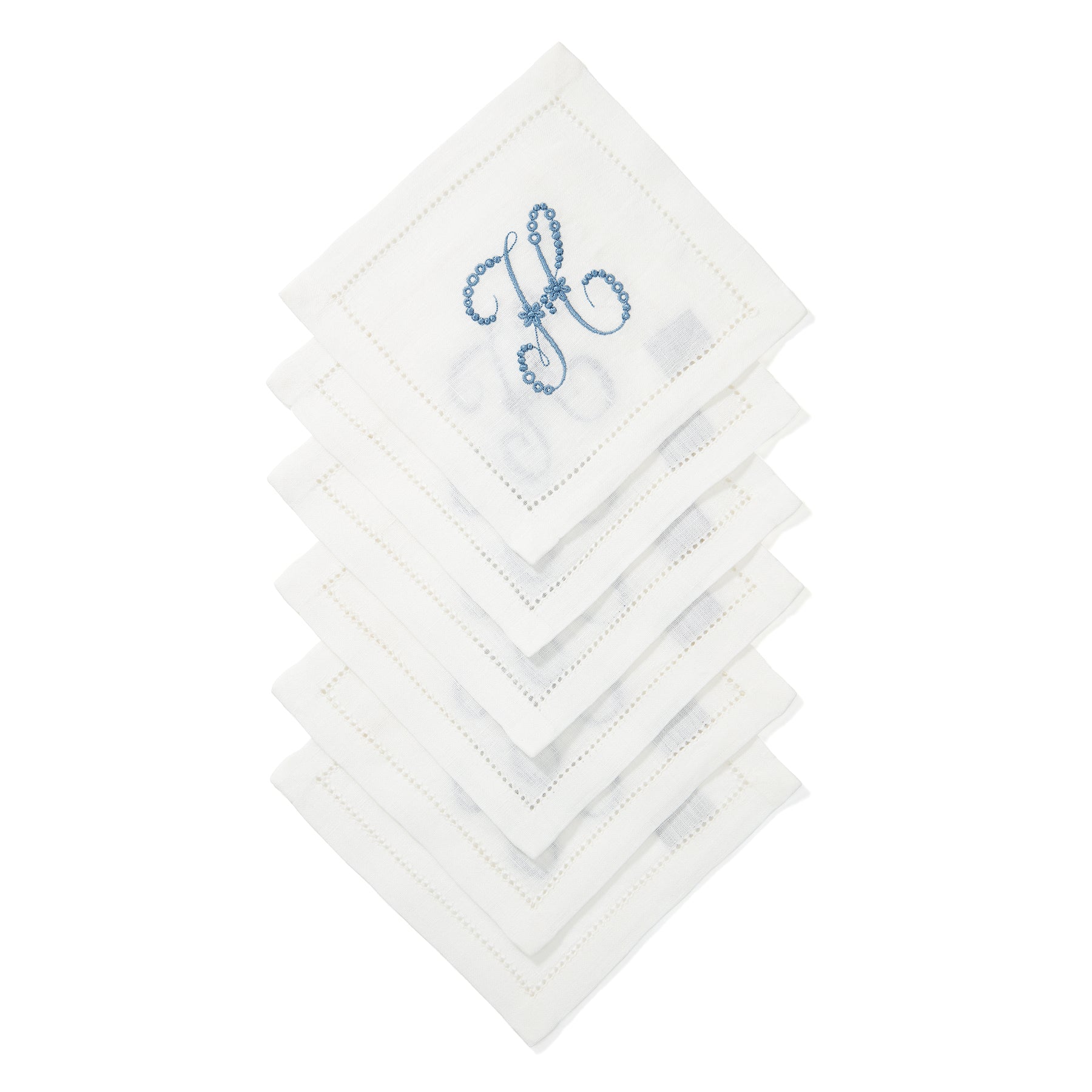 Cocktail Napkins - Ivory White Hemstitch
