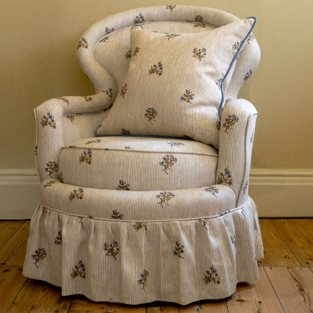 Flax & Field Posy Pinstripe Dual Use Printed Linen Multi/Oyster