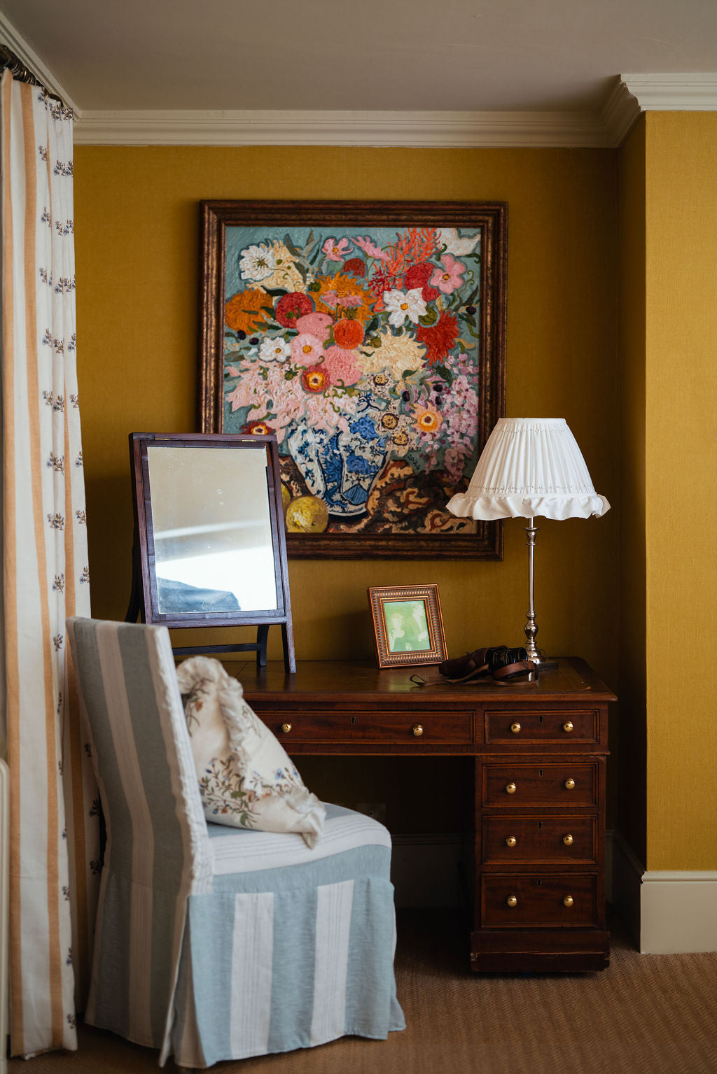 Available Now Empire Lampshade in Drawn Thread Cross Stitch Rows with Frill