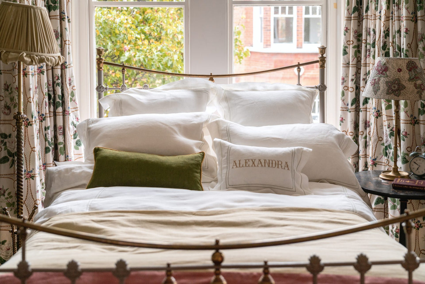 Elizaveta Pillowcase in Botanical Green Hemstitch