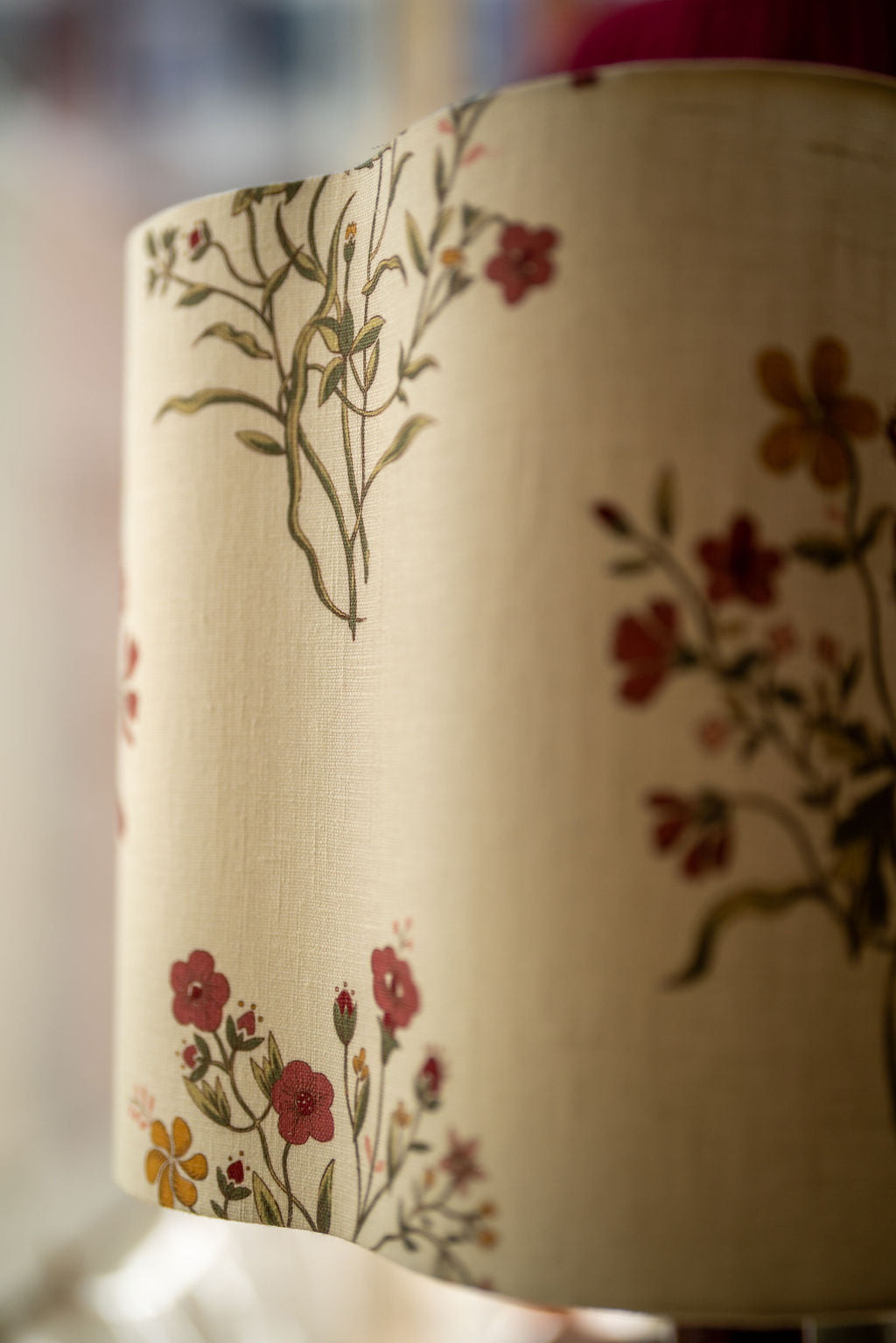 Made to Order Daisy Lampshade in Flax & Field Flower Scarlet