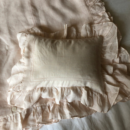 Development Sample Pink/White Stripe Children's Ruffle Duvet & Pillowcase Set