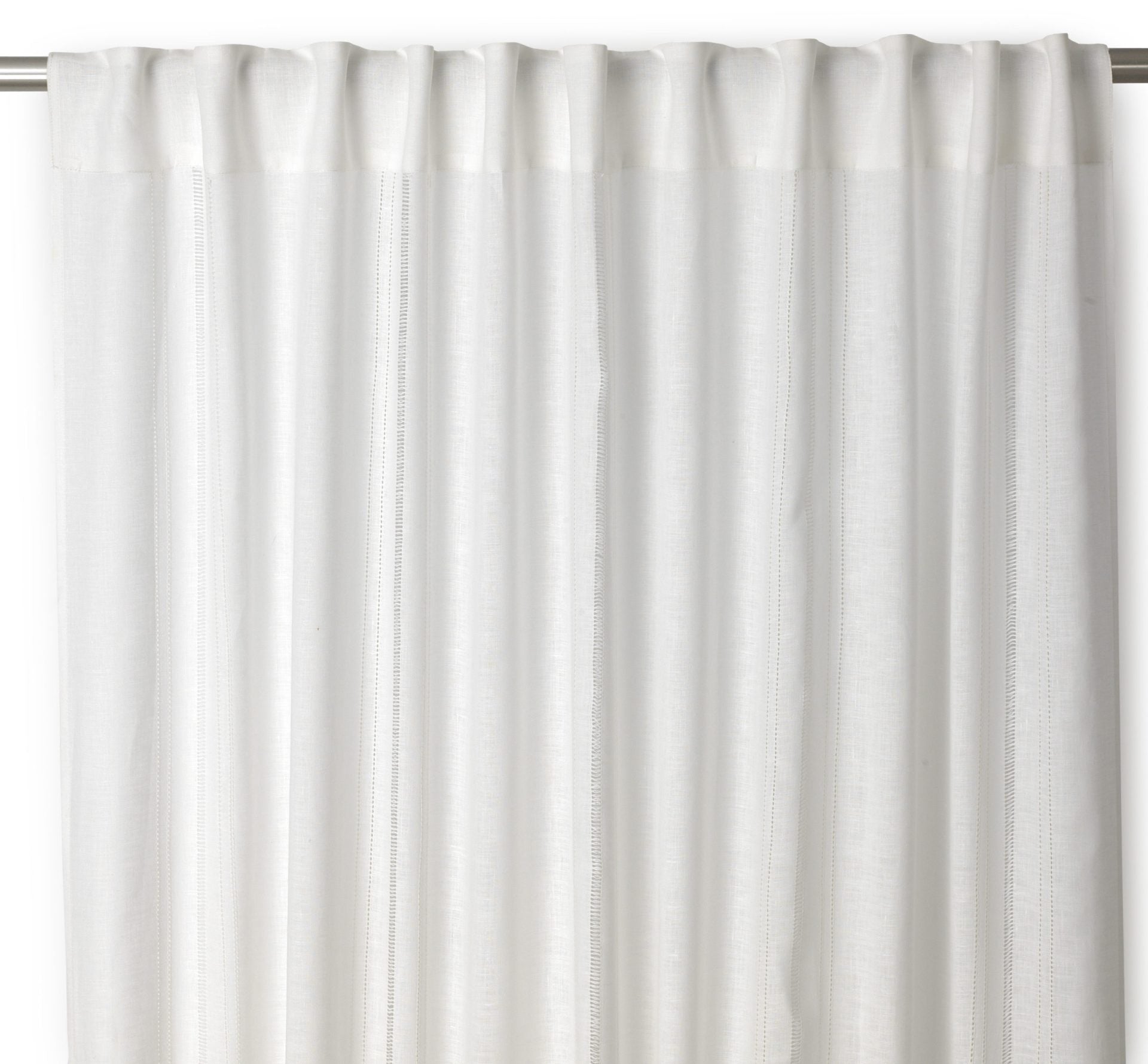 Drawn Thread Curtains - Ladder Stitch Rows - Ivory White