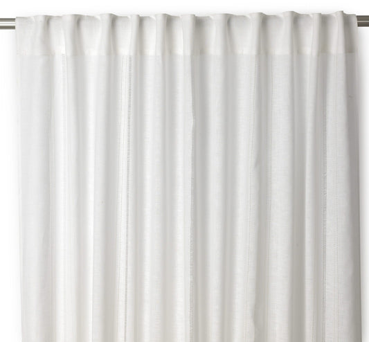 Drawn Thread Curtains - Ladder Stitch Rows - Ivory White