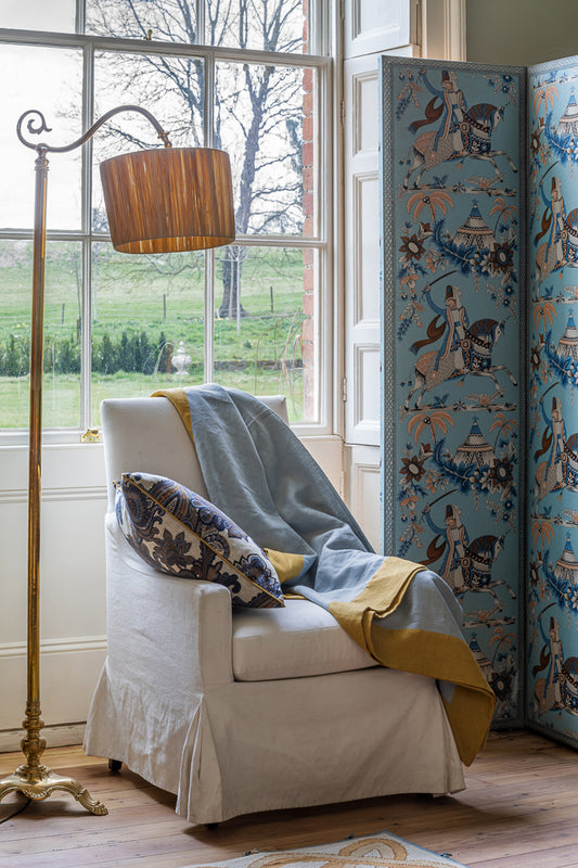 Dual Colour Linen Throw Parma Grey Ochre