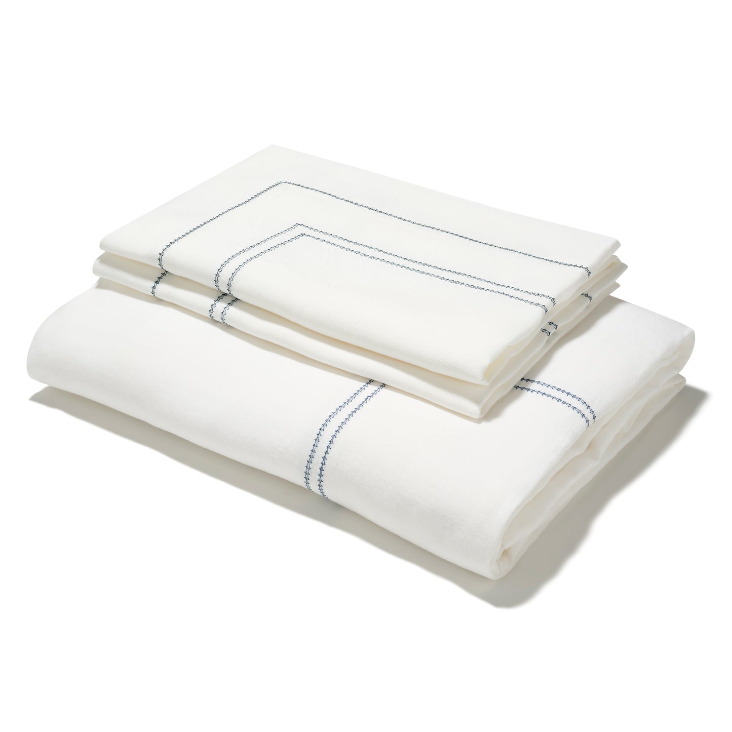 Elizaveta Duvet Cover in Prussian Blue Hemstitch