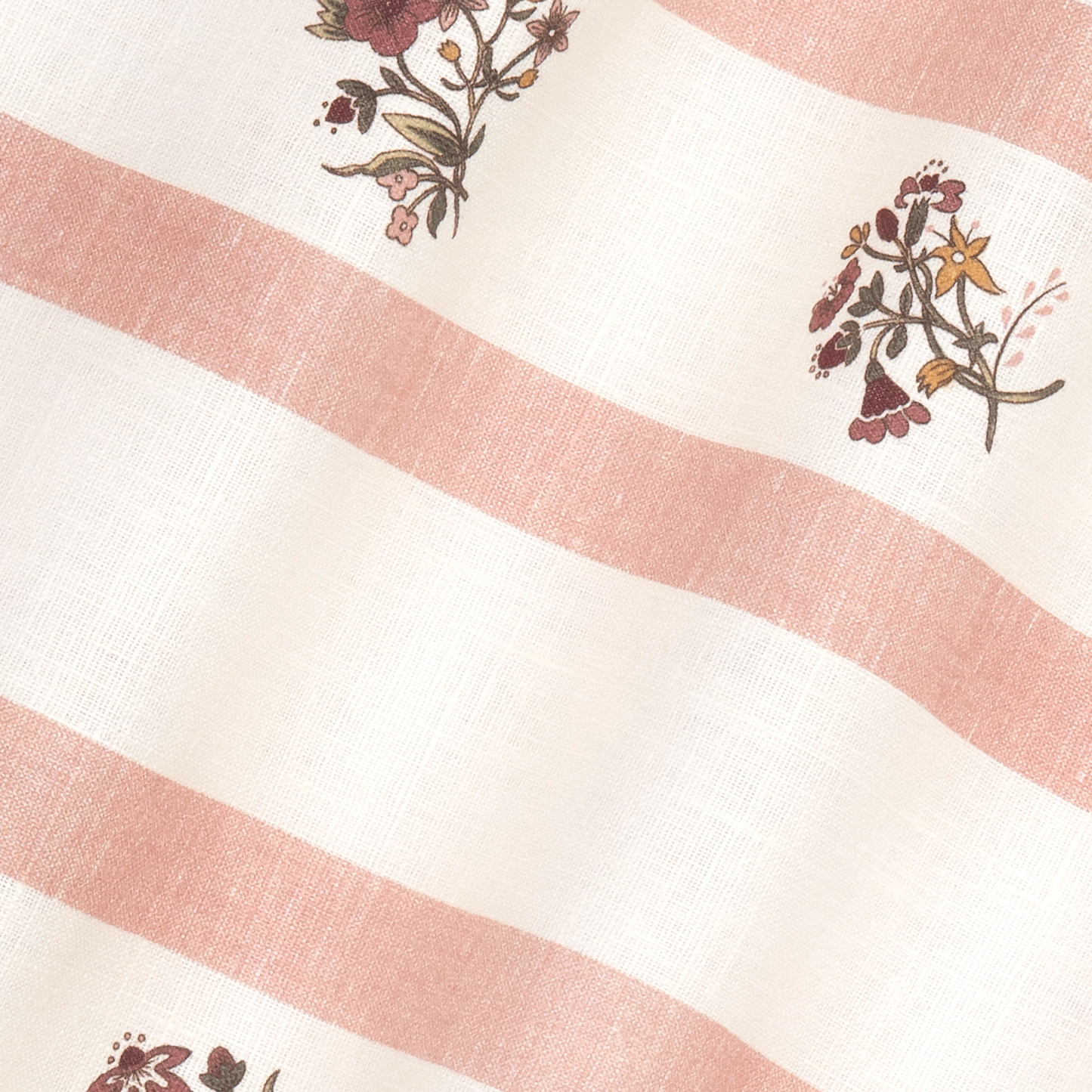 Flax & Field Posy Stripe Dual Use Printed Linen Soft Coral/Oyster