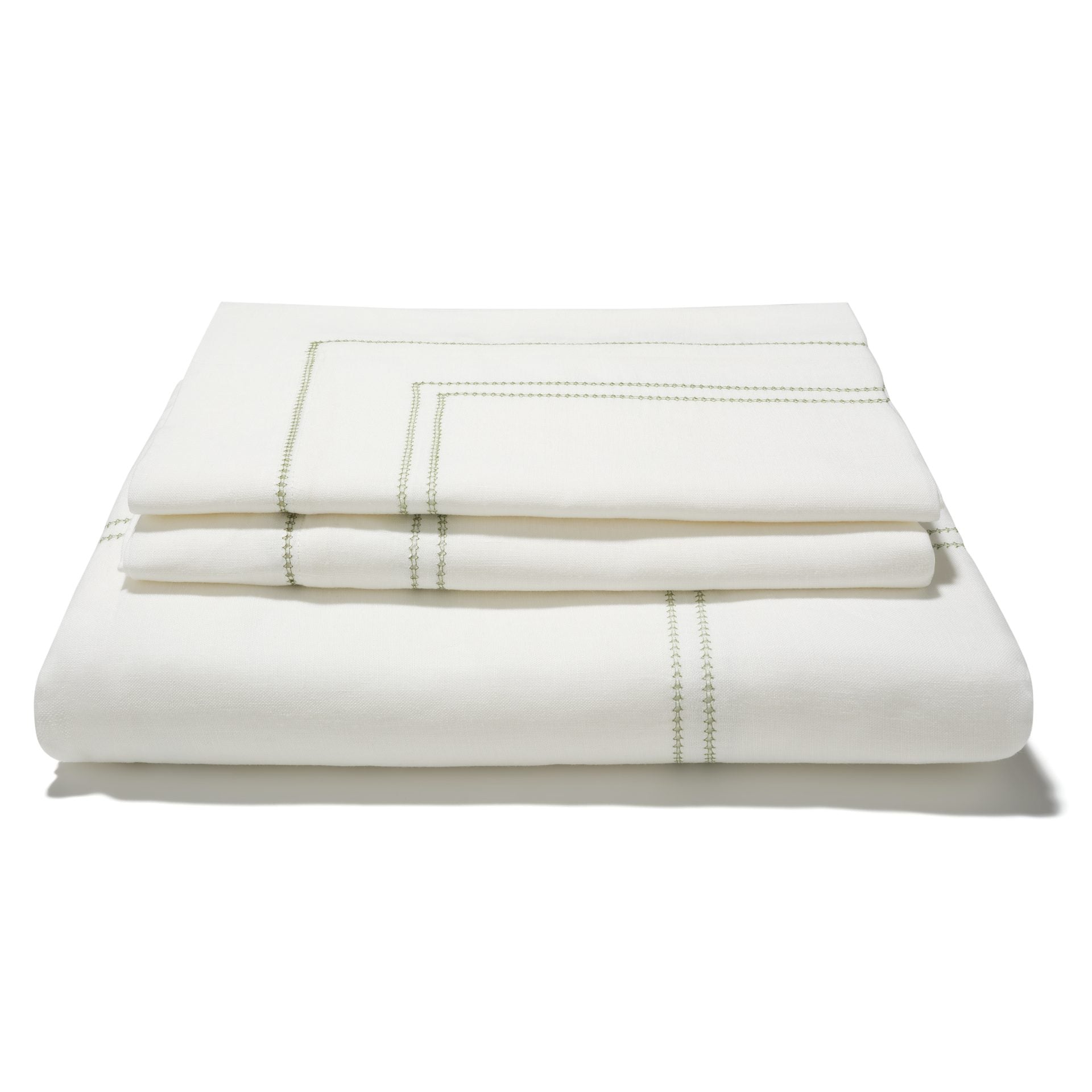Hemstitch Bed Linen Set Botanical Green