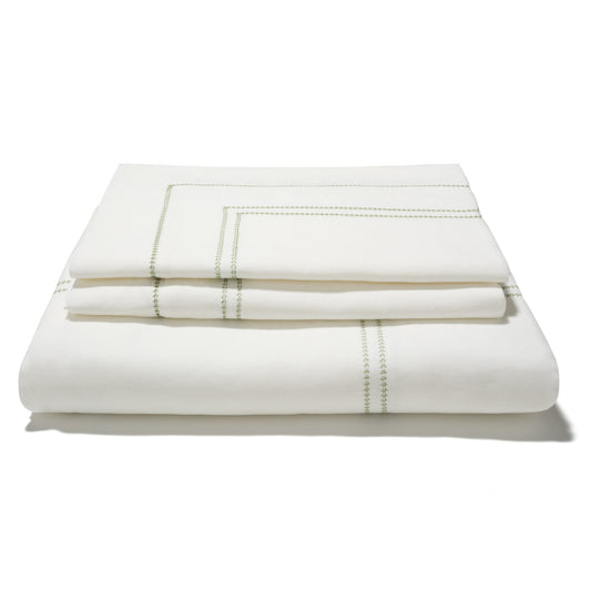 Hemstitch Bed Linen Set Botanical Green