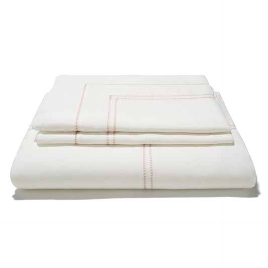 Hemstitch Duvet Cover Set Coral
