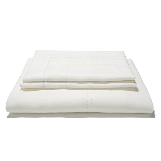 Elizaveta Bed Linen Set in Ivory White Hemstitch
