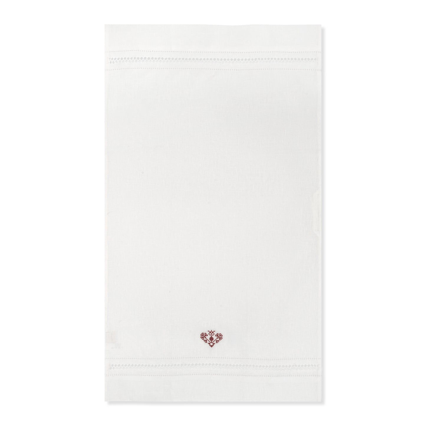 Diamond Stitch Hand Towel with Crossed Heart Embroidery