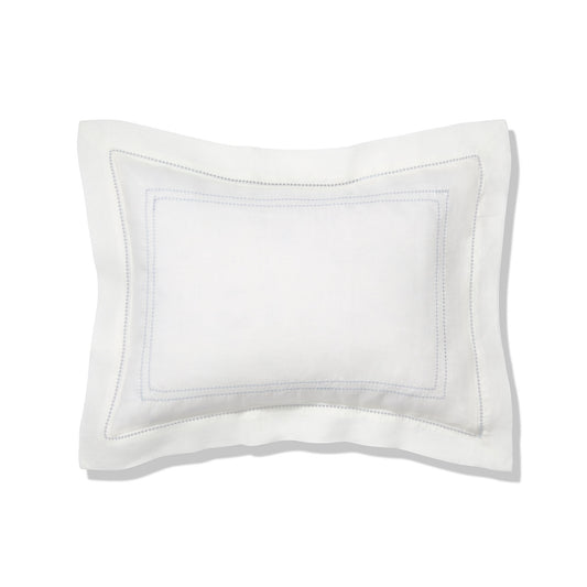 Elizaveta boudoir pillow in chambray blue hemstitch