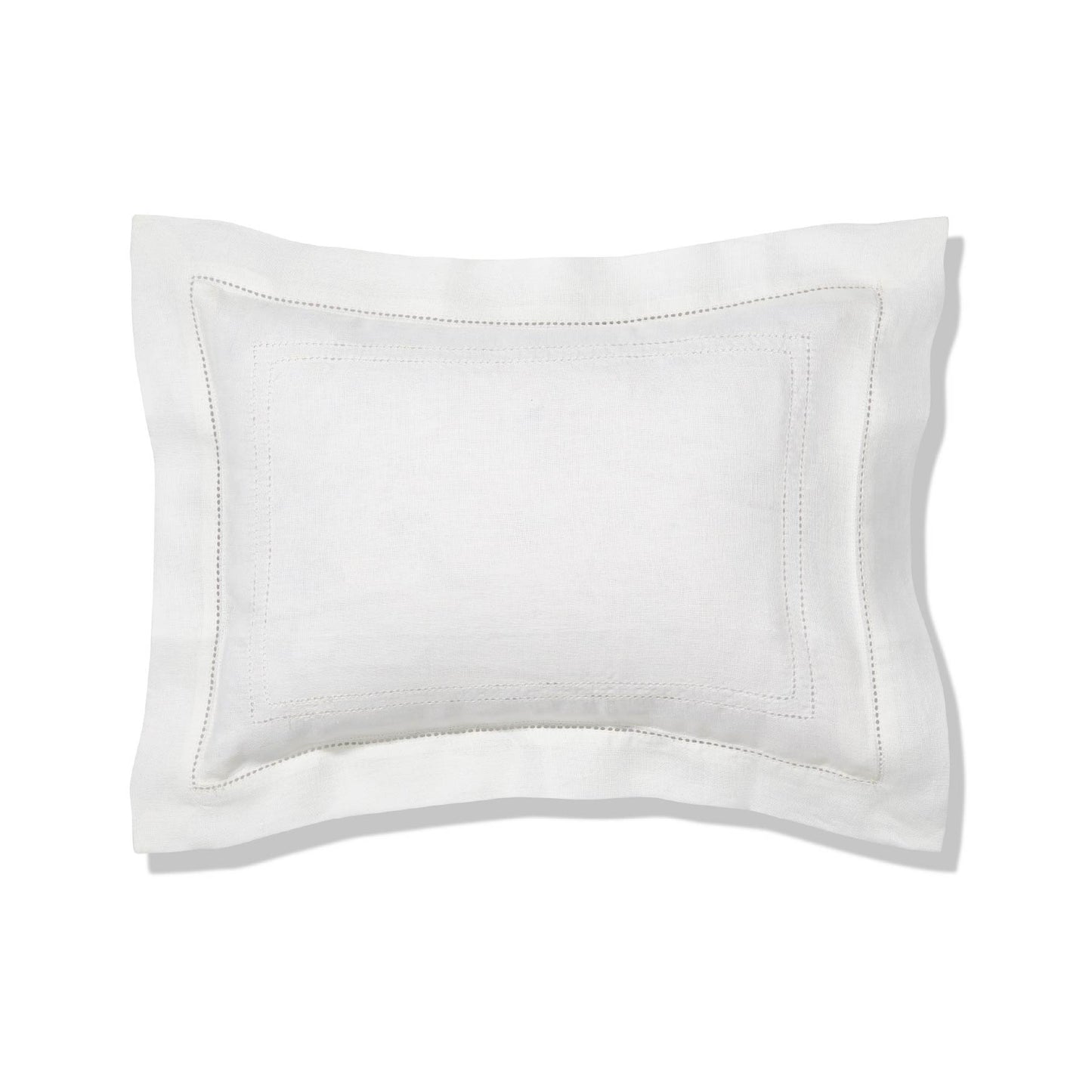 Elizaveta Boudoir Pillow in Ivory White Hemstitch