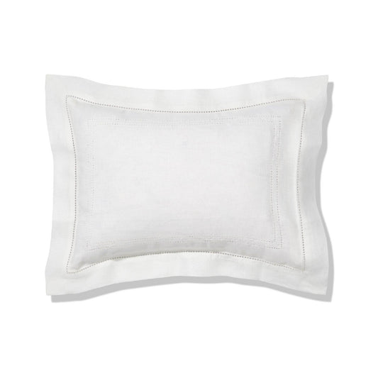 Elizaveta boudoir pillow in ivory white hemstitch