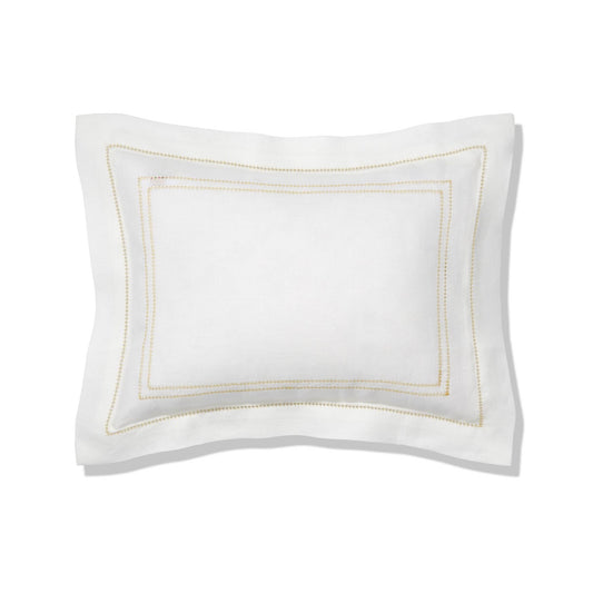 Elizaveta boudoir pillow in ochre hemstitch
