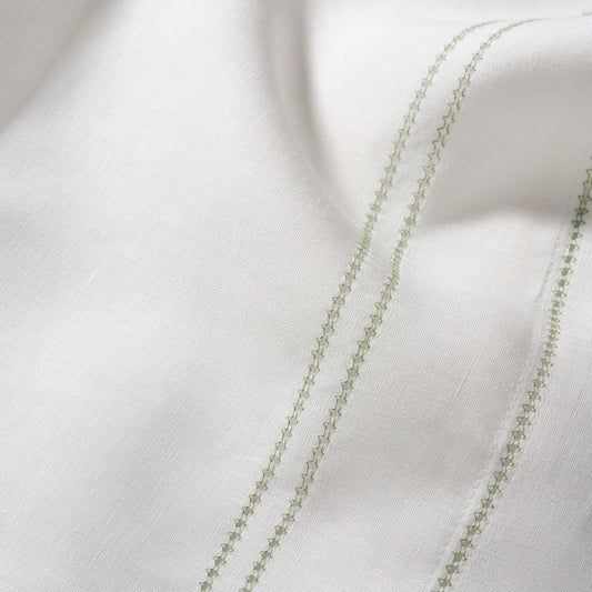 Elizaveta pillowcase with botanical green hemstitch