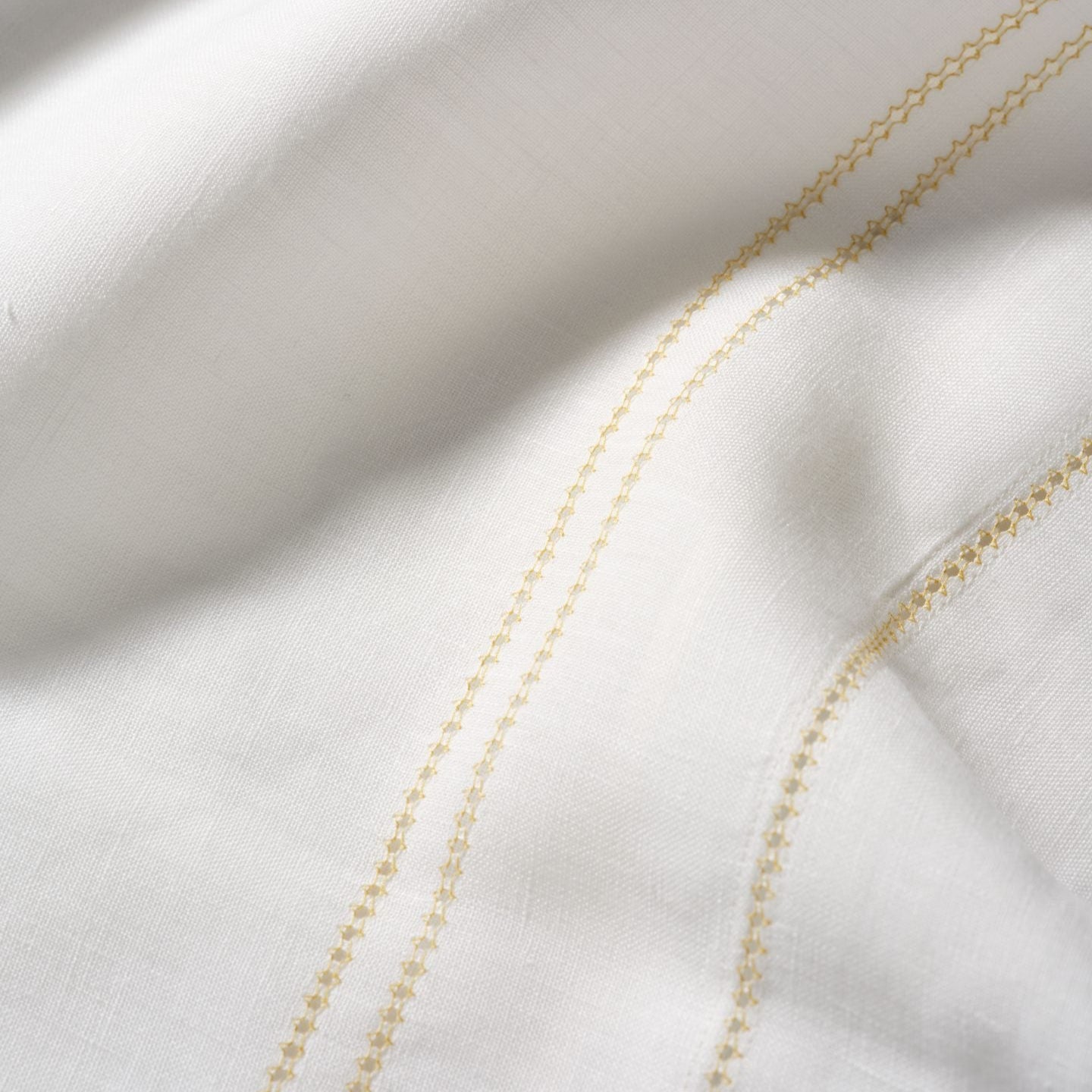 Ex-Showroom Display Elizaveta Pillowcase in Ochre Hemstitch with 'A' Embroidery, Square Size