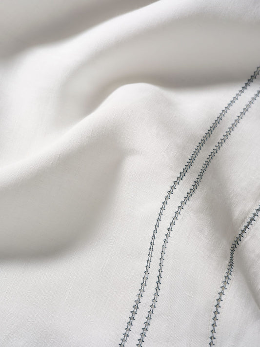 Elizaveta Bed Linen Set in Prussian Blue Hemstitch