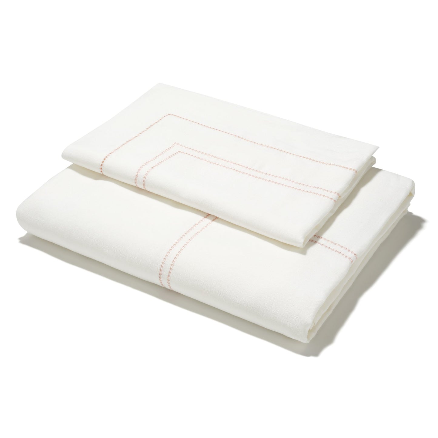 Elizaveta Bed Linen Set in Coral Hemstitch
