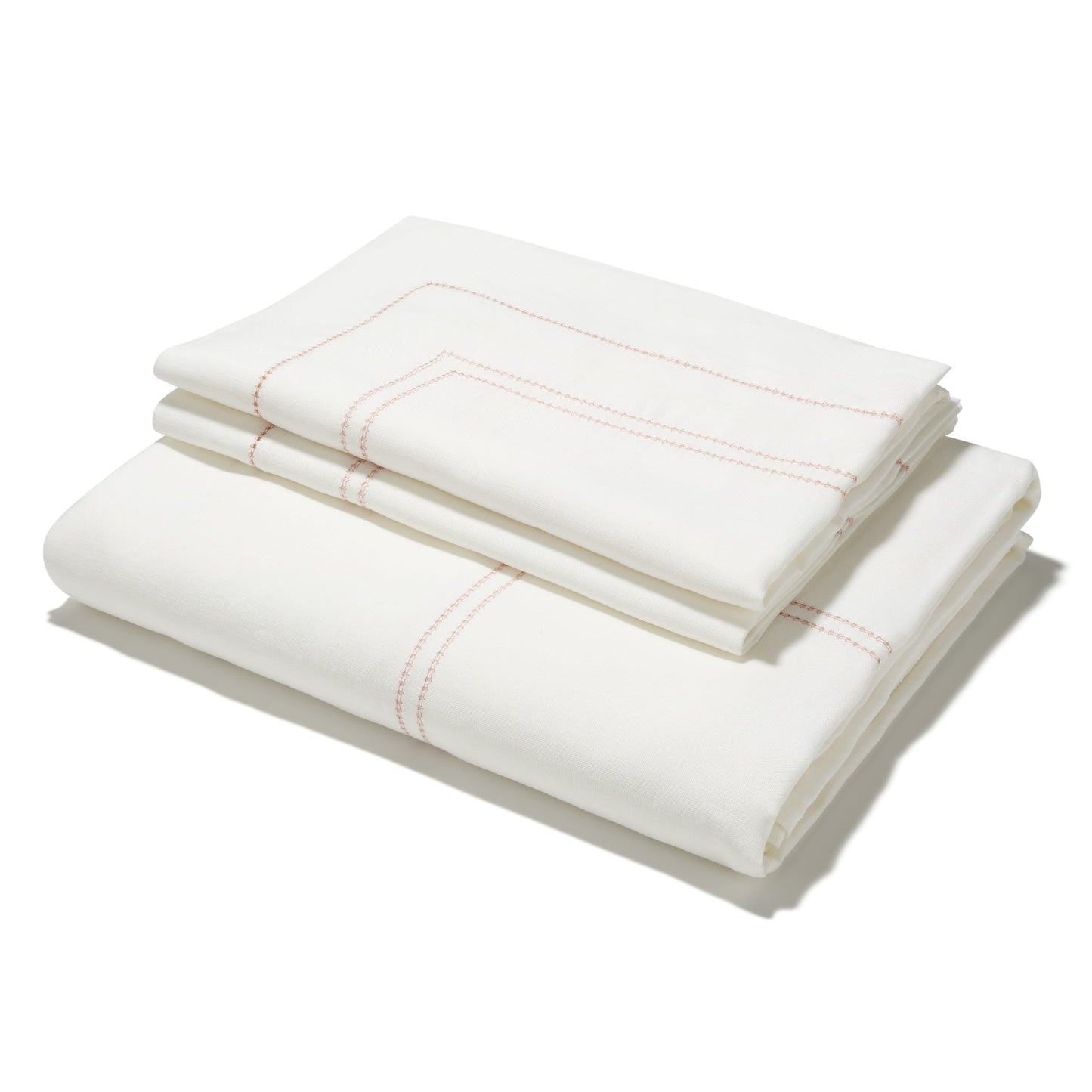 Elizaveta Bed Linen Set in Coral Hemstitch