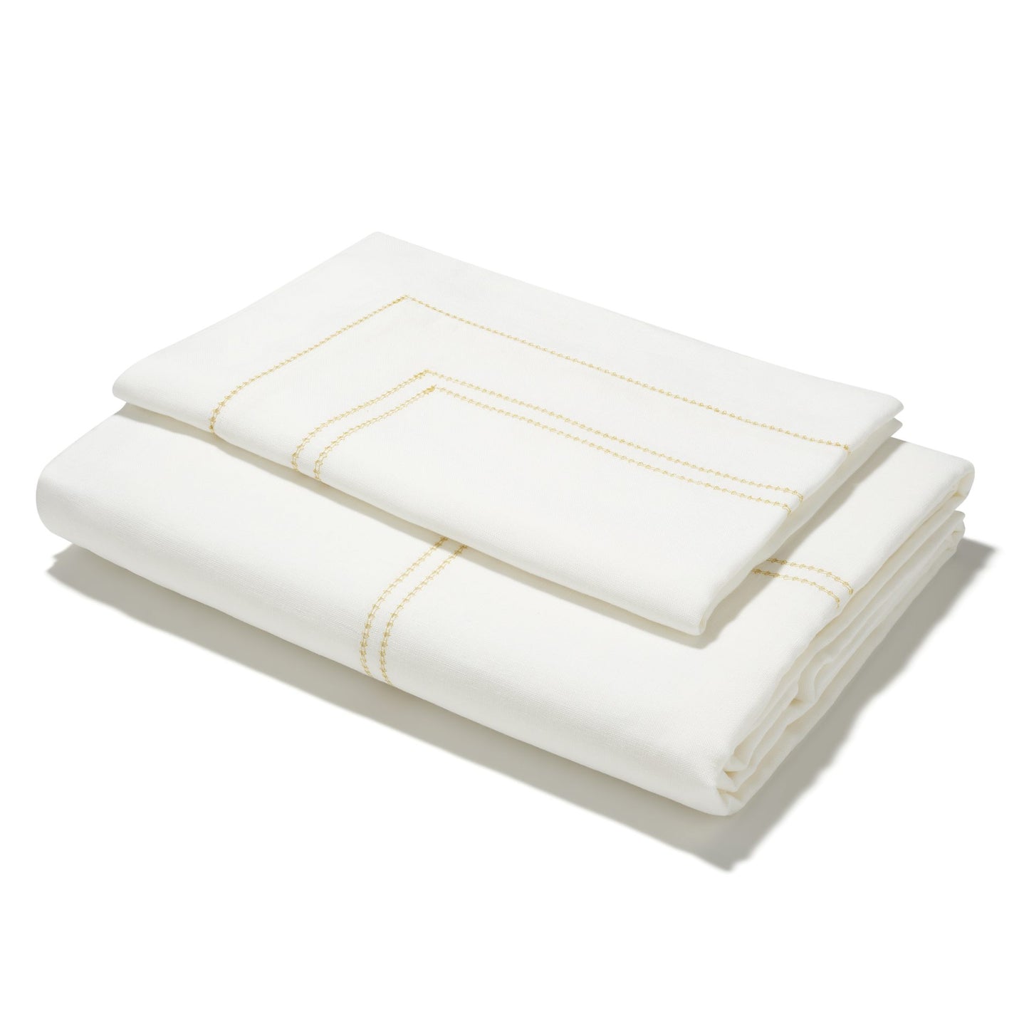 Elizaveta Bed Linen Set in Ochre Hemstitch