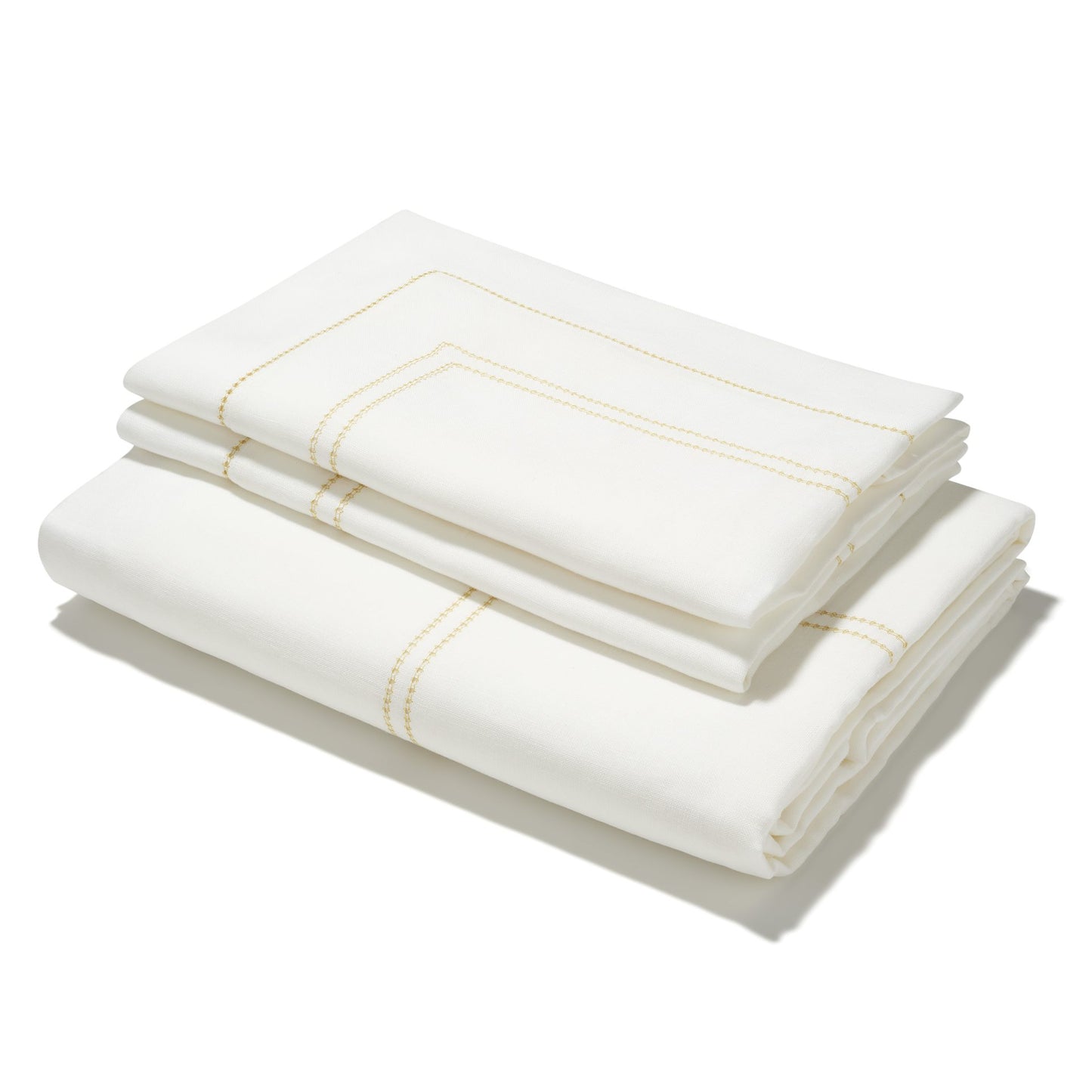 Elizaveta Bed Linen Set in Ochre Hemstitch