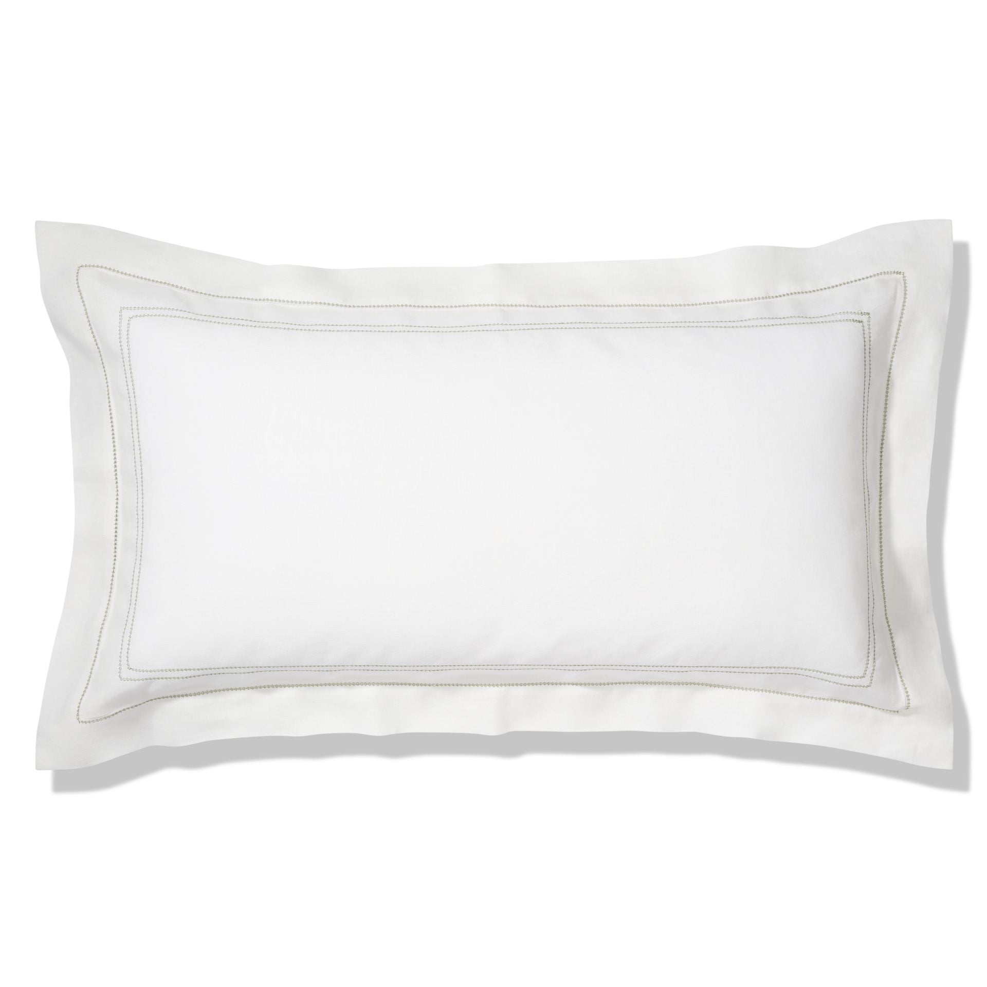 Elizaveta super king pillowcase in botanical green hemstitch