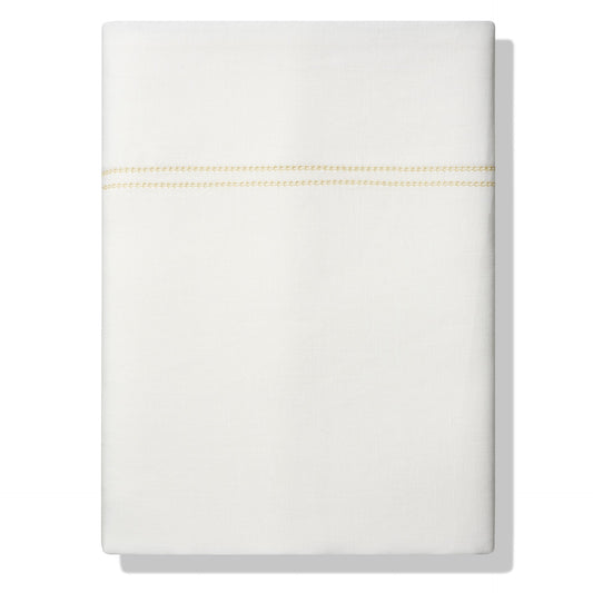 Elizaveta Top Sheet in Ochre Hemstitch